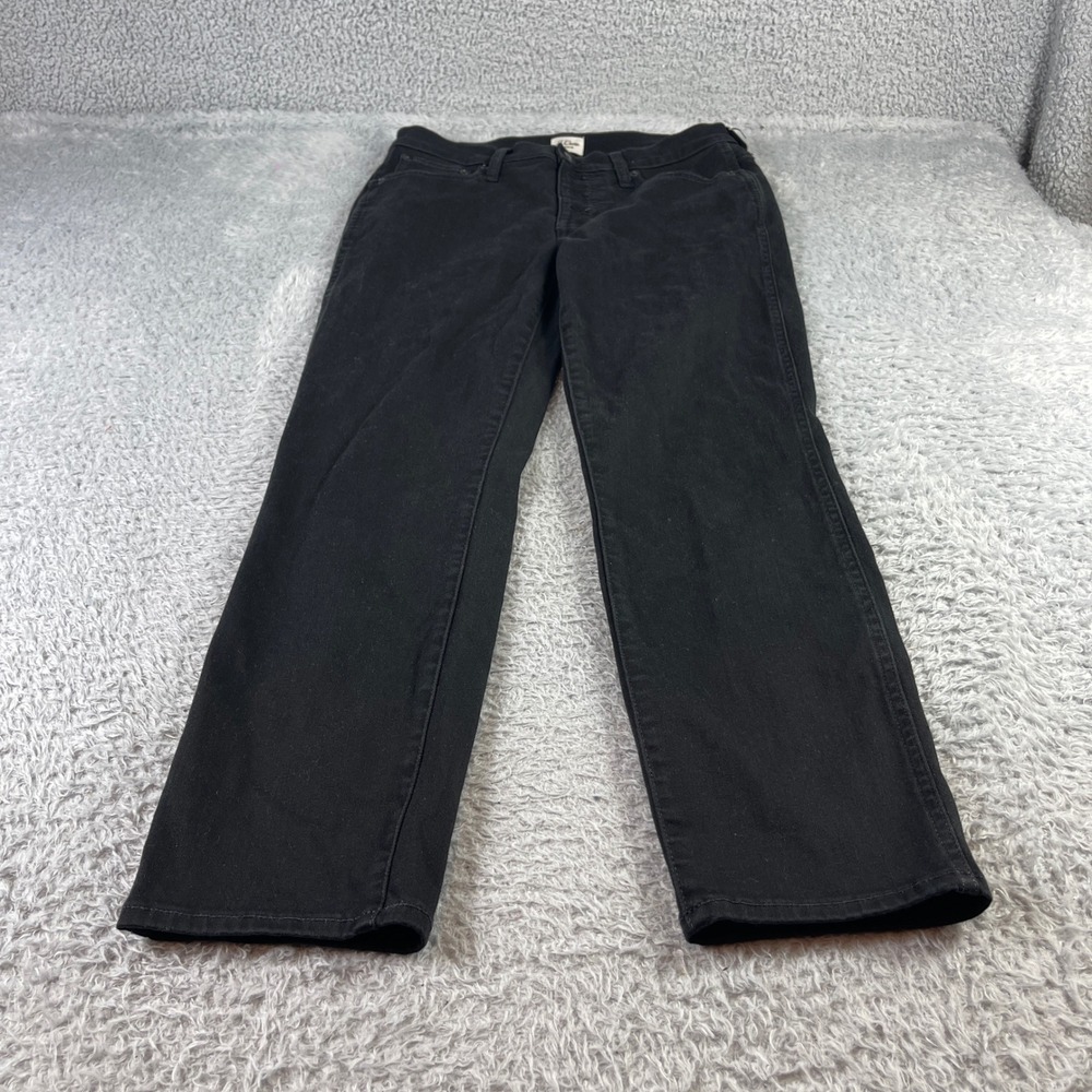 J.Crew Denim Black Straight Leg Button Fly Jeans Womens 29 High Rise Stretch